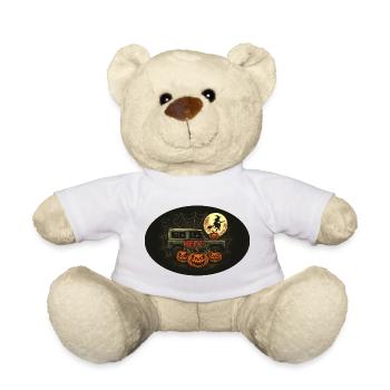 Halloween Defender with Pumpkins and Witch - Teddy Bear - white - Front