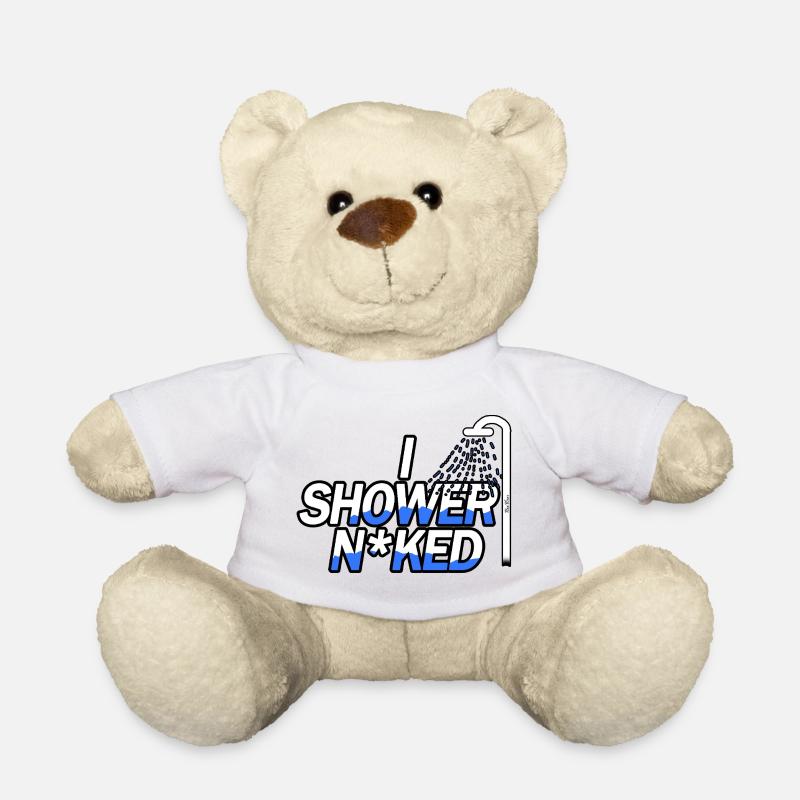 Sous la douche nue - Nounours - blanc