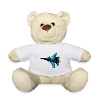 Blue Camouflage Fighter Jet - Teddy Bear - white - Front