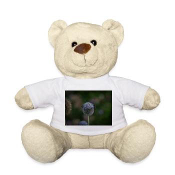 Bees on Purple Globe Thistle - Teddy Bear - white - Front