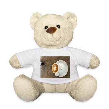 Heart Latte Art on Wood - Teddy Bear - white - Front