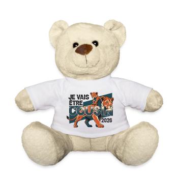 Bientôt Cousin 2026 Cadeau Annonce Naissance - Nounours - blanc - Devant