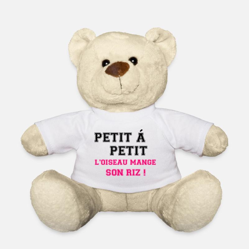 Little by little, the bird eats its rice - Teddy Bear - white