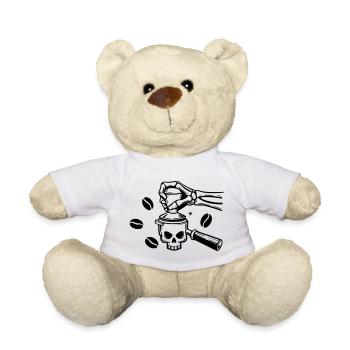 Café jusqu’à la mort : conception du crâne de barista - Nounours - blanc - Devant