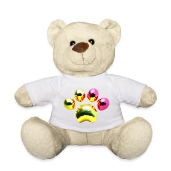 Glittering Metallic Balls - Teddy Bear - white - Front