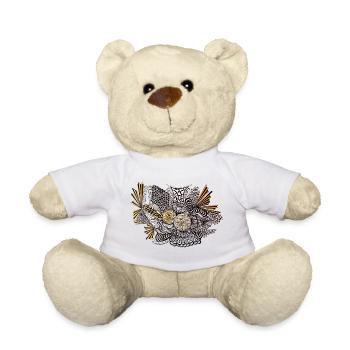 Goldene Blüten Ornamente Kontrast - Teddy - Weiß - Vorne