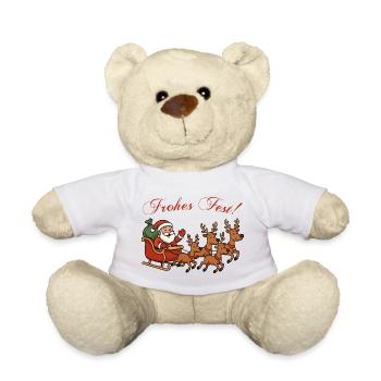 Merry celebration with reindeer sleigh - Teddy Bear - white - Front