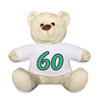 60. 60 JAHRE. 60-JÄHRIGES JUBILÄUM. 60. GEBURTSTAG. - Teddy - Weiß - Vorne