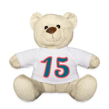 15. 15 ANS. 15e ANNIVERSAIRE. ANNIVERSAIRE 15 ANS. - Nounours - blanc - Devant