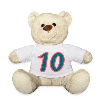 10. 10 ANS. 10e ANNIVERSAIRE. ANNIVERSAIRE 10 ANS. - Nounours - blanc - Devant