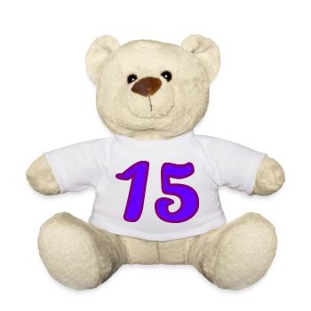 ANNIVERSARY. HAPPY BIRTHDAY. 15 YEARS. 15. 15 YEARS. - Teddy Bear - white - Front