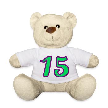 ANNIVERSARY. HAPPY BIRTHDAY. 15 YEARS. 15. 15 YEARS. - Teddy Bear - white - Front
