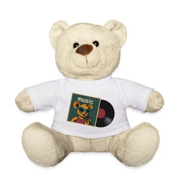 Souris musicale avec micro et disque vinyle - Nounours - blanc - Devant