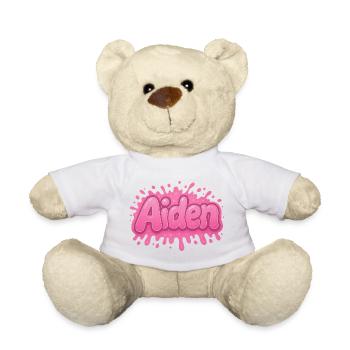 Graffiti Aiden Personalisierter Name ideales Geschenk zum Ausdrucken - Teddy - Weiß - Vorne
