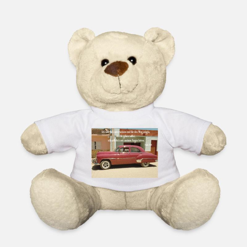 Vintage Pink Car und Psalm-Leitung - Teddy - Weiß