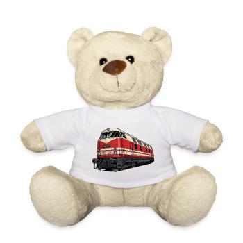Rote Vintage Lokomotive Illustration BR 118 - Teddy - Weiß - Vorne