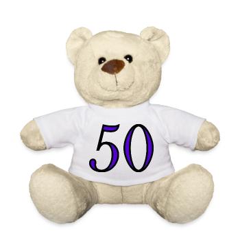 50. 50 ANS. 50e ANNIVERSAIRE. ANNIVERSAIRE 50 ANS. - Nounours - blanc - Devant
