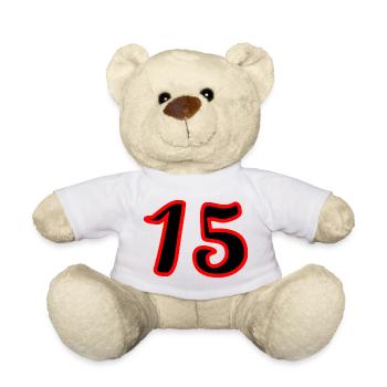 15. 15 ANS. 15e ANNIVERSAIRE. ANNIVERSAIRE 15 ANS. - Nounours - blanc - Devant