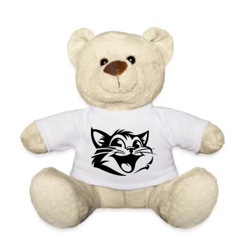 Laughing Cat | Funny Cats T-Shirt - Teddy Bear - white - Front