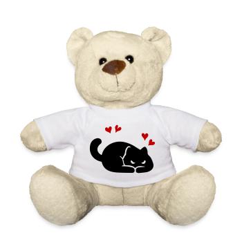 Katze Herz Liebe - Teddy - Weiß - Vorne