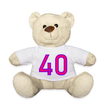 40. 40 ANS. 40e ANNIVERSAIRE. ANNIVERSAIRE 40 ANS. - Nounours - blanc - Devant