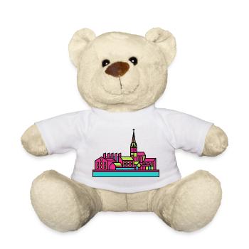 Norrköping City Skyline Industrielle Landschaftsmalerei - Teddy - Weiß - Vorne
