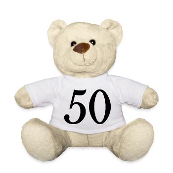 50. 50 ANS. 50e ANNIVERSAIRE. ANNIVERSAIRE 50 ANS. - Nounours - blanc - Devant