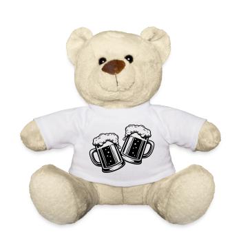 Bierglas Bier Anstossen - Teddy - Weiß - Vorne