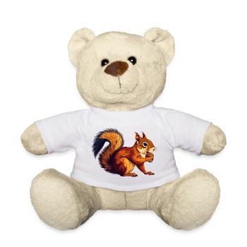 Orange Brown Squirrel with Acorn Nut Motif - Teddy Bear - white - Front