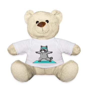 Yoga-Waschbär-Tier führt Krieger-Pose aus - Teddy - Weiß - Vorne