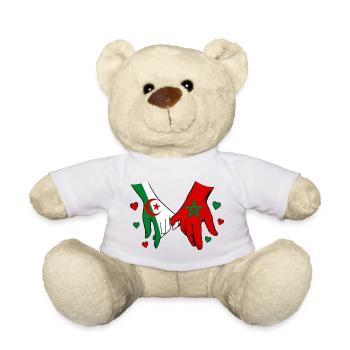 Algérie-Maroc Drapeau main dans la main - Nounours - blanc - Devant