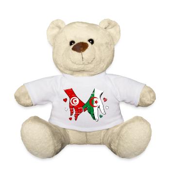 Tunisie-Algérie Drapeau main dans la main - Nounours - blanc - Devant