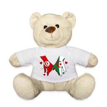 Tunisie-Algérie Drapeau main dans la main - Nounours - blanc - Devant