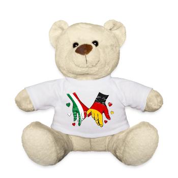 Italy Germany Flag Holding Hands Used - Teddy Bear - white - Front