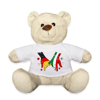 Germany Italy Flag Holding Hands Used - Teddy Bear - white - Front