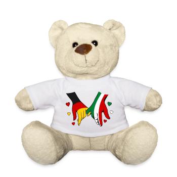 Deutschland Italien Flaggen Händehalten - Teddy - Weiß - Vorne