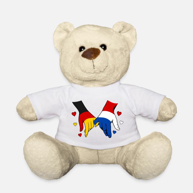 Allemagne Pays-Bas Drapeau se tenant la main - Nounours - blanc