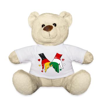 Germany Hungary Flag Holding Hands Used - Teddy Bear - white - Front