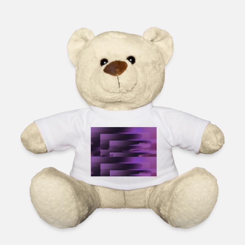 3D Glitch Purple Raster Neon - Teddy - Weiß