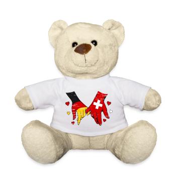 Germany Switzerland Flags Hand Holding used - Teddy Bear - white - Front