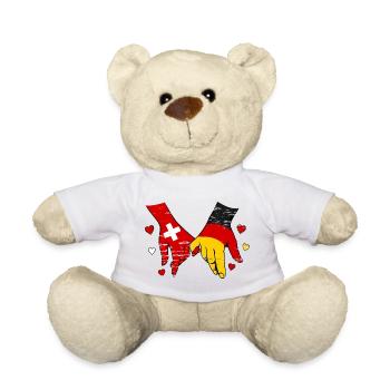 Schweiz Deutschland Flagge Herz Hände - Teddy - Weiß - Vorne