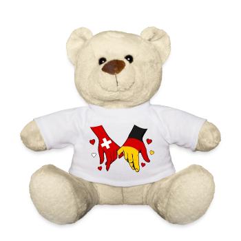 Mains de cœur du drapeau de la Suisse Allemagne - Nounours - blanc - Devant