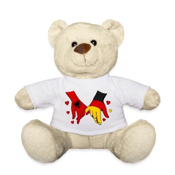 Albania Germany Flag Holding Hands - Teddy Bear - white - Front