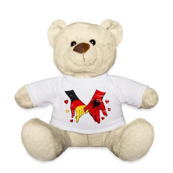 Drapeau Allemagne-Albanie se tenant la main utilisé - Nounours - blanc - Devant