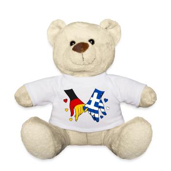Drapeau allemand et grec se tenant la main - Nounours - blanc - Devant