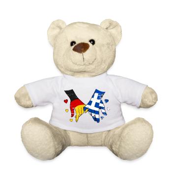 Deutschland Griechenland Flagge Händehalten - Teddy - Weiß - Vorne