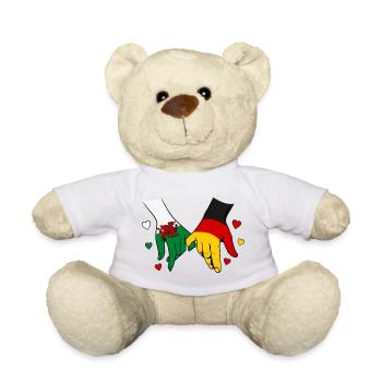 Wales_Deutschland_Flagge_Haendehalten - Teddy - Weiß - Vorne