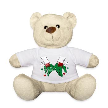 Wales_Flagge_Haendehalten_used - Teddy - Weiß - Vorne