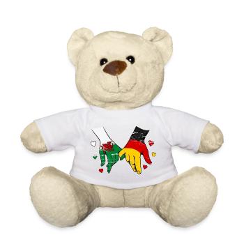 Wales_Deutschland_Flagge_Haendehalten_used - Teddy - Weiß - Vorne