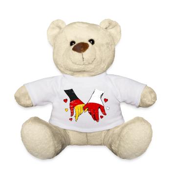 Germany Poland Flag Holding Hands - Teddy Bear - white - Front